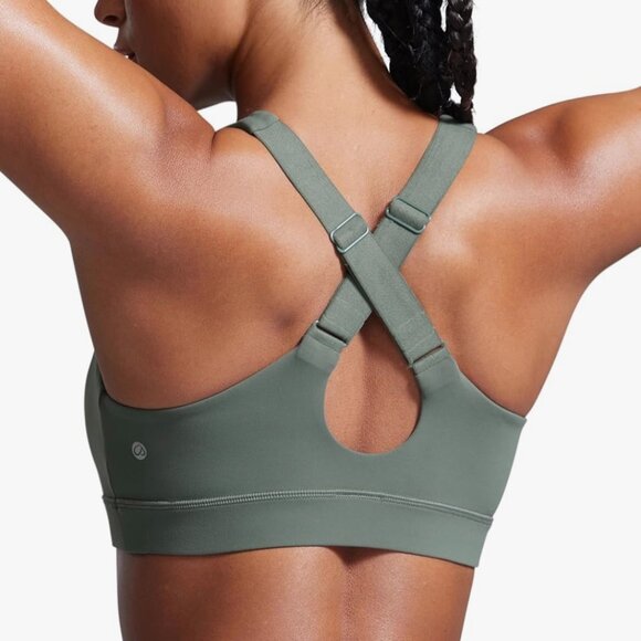 CRZ Yoga ButterBreeze Criss Cross Back Sports Bra - Medium Grey Sage - NWT - Picture 4 of 8